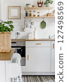 Modern Scandinavian Kitchen Interior Minimalist Design Decor 127498569
