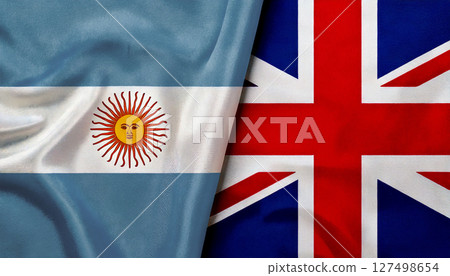 British and Argentinian flags. 127498654