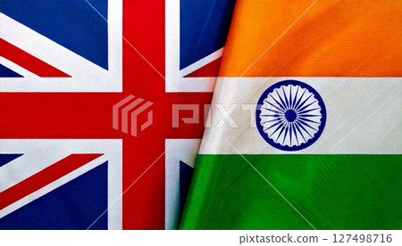 British and Indian flags. 127498716