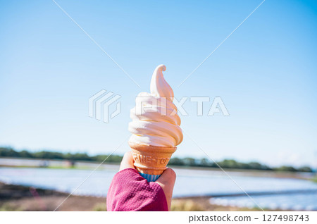 Summer dessert: soft serve ice cream Summer dessert: soft serve ice cream 127498743