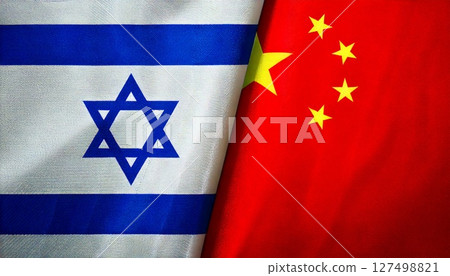 中國和以色列國旗。 127498821