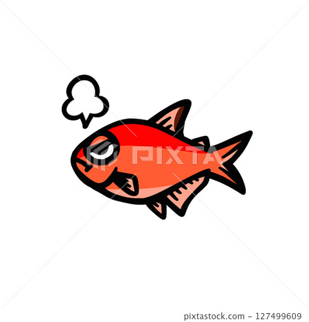 Illustration of a cute angry red fire tetra Illustration of a cute angry red fire tetra 127499609