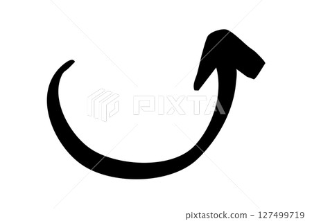 手寫黑色箭頭指向右上方 手寫黑色箭頭指向右上方 127499719
