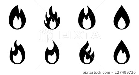 Flame icon simple black vector Flame icon simple black vector 127499726
