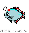 Illustration of a cute angry neon dwarf rainbow 127499749