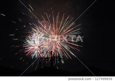 Fireworks blooming in the night sky Fireworks blooming in the night sky 127499850