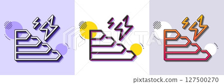 Consumption growth line icon. Halftone dotted pattern. Gradient icon with grain shadow. Electric power up trend sign. Energy chart symbol. Line consumption growth icon. Various designs. Vector 127500270