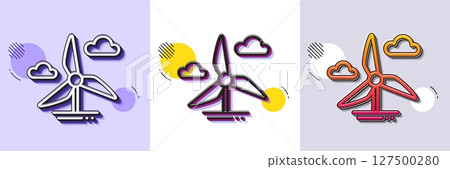 Windmill turbine line icon. Halftone dotted pattern. Gradient icon with grain shadow. Wind power energy sign. Alternative supply symbol. Line windmill turbine icon. Various designs. Vector Windmill turbine line icon. Halftone dotted pattern. Gradient icon with grain shadow. Wind power energy sign. Alternative supply symbol. Line windmill turbine icon. Various designs. Vector 127500280