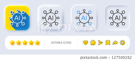 Generate AI line icon. Neumorphic, Flat shadow, 3d buttons. Artificial intelligence sign. Computer technology symbol. Line aI icon. Social media icons. Vector Generate AI line icon. Neumorphic, Flat shadow, 3d buttons. Artificial intelligence sign. Computer technology symbol. Line aI icon. Social media icons. Vector 127500282