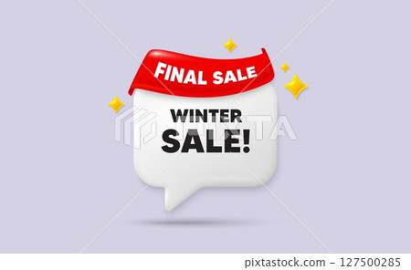 Winter sale chat speech bubble. Final sale flag ribbon. Winter Sale tag. Special offer price sign. Advertising Discounts symbol. 3d sparkle stars speech bubble. Vector Winter sale chat speech bubble. Final sale flag ribbon. Winter Sale tag. Special offer price sign. Advertising Discounts symbol. 3d sparkle stars speech bubble. Vector 127500285