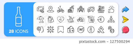 Pet tags, Exchange currency and Fraud line icons. Interest rate, AI generate, Inflation icons. Pack of Payment card, Heart, Pyramid chart icon. Wallet, Money, Beer pictogram. Vector 127500294