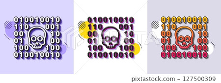 Binary code line icon. Halftone dotted pattern. Gradient icon with grain shadow. Cyber attack sign. Ransomware threat symbol. Line binary code icon. Various designs. Vector Binary code line icon. Halftone dotted pattern. Gradient icon with grain shadow. Cyber attack sign. Ransomware threat symbol. Line binary code icon. Various designs. Vector 127500309