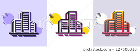 Buildings line icon. Halftone dotted pattern. Gradient icon with grain shadow. City architecture sign. Skyscraper building symbol. Line buildings icon. Various designs. Vector Buildings line icon. Halftone dotted pattern. Gradient icon with grain shadow. City architecture sign. Skyscraper building symbol. Line buildings icon. Various designs. Vector 127500316