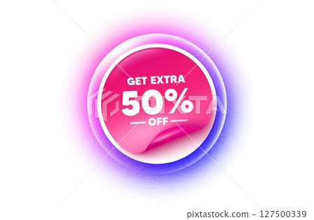 Extra discount sticker purple gradient. Paper offer price tag. Get Extra 50 percent off Sale. Discount offer price sign. Special offer symbol. Save 50 percentages. Sticker label. Vector Extra discount sticker purple gradient. Paper offer price tag. Get Extra 50 percent off Sale. Discount offer price sign. Special offer symbol. Save 50 percentages. Sticker label. Vector 127500339