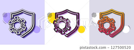 Coronavirus protection line icon. Halftone dotted pattern. Gradient icon with grain shadow. Covid virus sign. Infection protect symbol. Line coronavirus icon. Various designs. Vector Coronavirus protection line icon. Halftone dotted pattern. Gradient icon with grain shadow. Covid virus sign. Infection protect symbol. Line coronavirus icon. Various designs. Vector 127500520