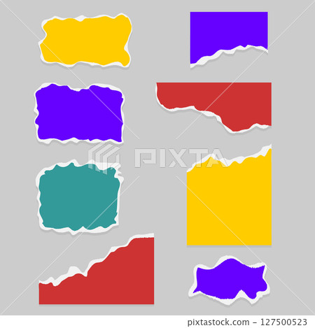 Colorful Torn Paper Notes Set Colorful Torn Paper Notes Set 127500523