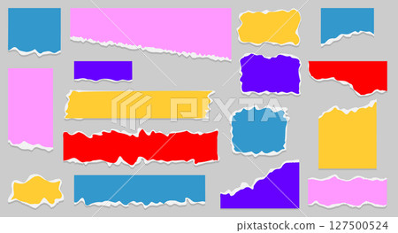 Colorful Torn Paper Notes Set Colorful Torn Paper Notes Set 127500524