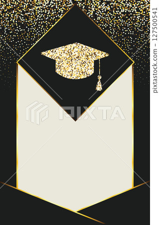 Graduation Golden Glitter Background with Cap Graduation Golden Glitter Background with Cap 127500541