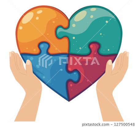 Heart puzzles and hands autism awareness 127500548