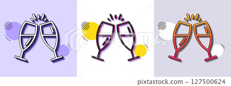 Champagne glasses line icon. Halftone dotted pattern. Gradient icon with grain shadow. Romantic celebration sign. Love chin-chin symbol. Line champagne glasses icon. Various designs. Vector Champagne glasses line icon. Halftone dotted pattern. Gradient icon with grain shadow. Romantic celebration sign. Love chin-chin symbol. Line champagne glasses icon. Various designs. Vector 127500624