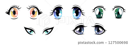 Cartoon Eyes and Comic Glance Pair Vector Set Cartoon Eyes and Comic Glance Pair Vector Set 127500698