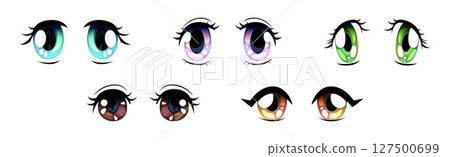 Cartoon Eyes and Comic Glance Pair Vector Set 127500699