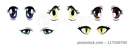 Cartoon Eyes and Comic Glance Pair Vector Set 127500700