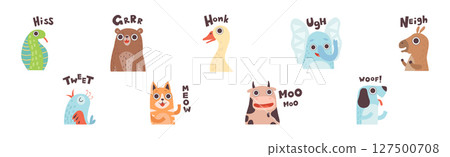 Cute Animals Making Noisy Sounds and Uttering Vector Set Cute Animals Making Noisy Sounds and Uttering Vector Set 127500708
