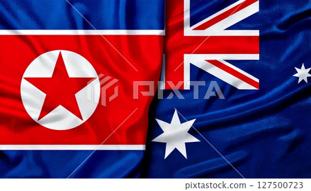 澳洲和朝鮮國旗。 127500723
