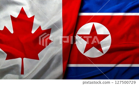 加拿大和朝鮮國旗。 加拿大和朝鮮國旗。 127500729