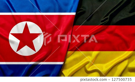 德國和朝鮮國旗。 127500735