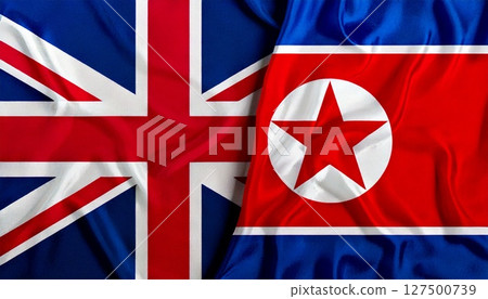 英國和朝鮮國旗。 127500739