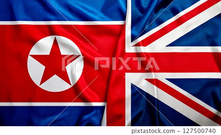 英國和朝鮮國旗。 127500740