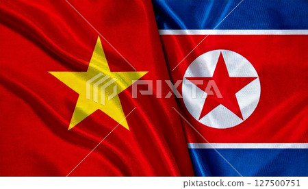 Vietnam and North Korea flags. 127500751