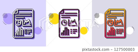 Report document line icon. Halftone dotted pattern. Gradient icon with grain shadow. Column graph sign. Growth diagram, pie chart symbol. Line report document icon. Various designs. Vector Report document line icon. Halftone dotted pattern. Gradient icon with grain shadow. Column graph sign. Growth diagram, pie chart symbol. Line report document icon. Various designs. Vector 127500803