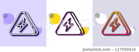 Power line icon. Halftone dotted pattern. Gradient icon with grain shadow. Flash electric energy sign. Lightning bolt symbol. Line lightning bolt icon. Various designs. Vector Power line icon. Halftone dotted pattern. Gradient icon with grain shadow. Flash electric energy sign. Lightning bolt symbol. Line lightning bolt icon. Various designs. Vector 127500810