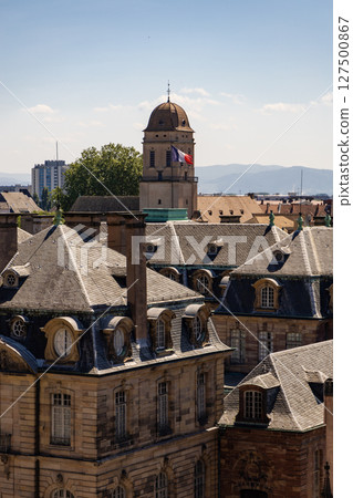 Photo of Strasbourg France with Cathedral and Traditional German Fachwerkhaus Architecture 127500867