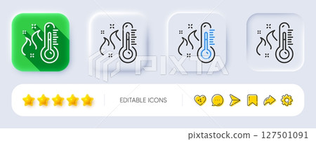 High thermometer line icon. Neumorphic, Flat shadow, 3d buttons. Temperature diagnostic sign. Fever measuring symbol. Line high thermometer icon. Social media icons. Vector High thermometer line icon. Neumorphic, Flat shadow, 3d buttons. Temperature diagnostic sign. Fever measuring symbol. Line high thermometer icon. Social media icons. Vector 127501091