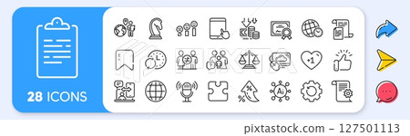 Clipboard, Deflation and Cloud computing line icons. Interest rate, AI generate, Inflation icons. Pack of Justice scales, Update time, Documents icon. Vector Clipboard, Deflation and Cloud computing line icons. Interest rate, AI generate, Inflation icons. Pack of Justice scales, Update time, Documents icon. Vector 127501113