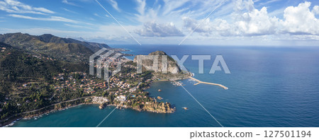 coastline near Cefalu medieval village  127501194