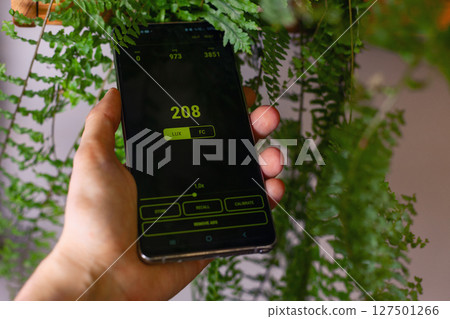 Measuring light levels for plant health in a green space with a smartphone Measuring light levels for plant health in a green space with a smartphone 127501266