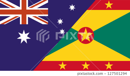 Flag of Australia and Grenada. Two Flags Together Australian and Grenada 127501294