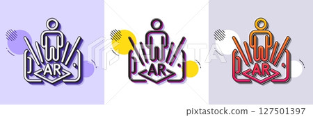 Augmented reality phone line icon. Halftone dotted pattern. Gradient icon with grain shadow. VR simulation sign. 3d person symbol. Line augmented reality icon. Various designs. Vector 127501397