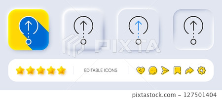 Swipe up line icon. Neumorphic, Flat shadow, 3d buttons. Scrolling arrow sign. Landing page scroll symbol. Line swipe up icon. Social media icons. Vector 127501404