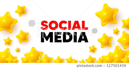 Social media winner banner with 3d stars. Golden stars banner. Social media text. Social network tag icon. Web post. Review rate background. Vector Social media winner banner with 3d stars. Golden stars banner. Social media text. Social network tag icon. Web post. Review rate background. Vector 127501439