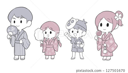 穿著浴衣的男人和女人的插圖 2 127501670