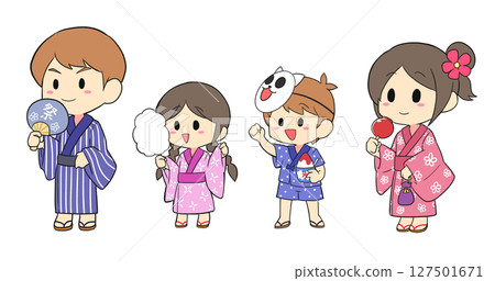 穿著浴衣的男人和女人的插圖 127501671