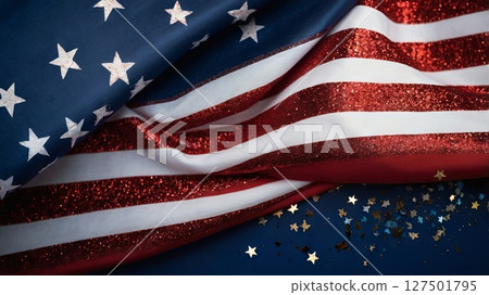 Usa Glitter With Sparkle Fireworks For American Party - Abstract Defocused Glittering - Independence Day Background Usa Glitter With Sparkle Fireworks For American Party - Abstract Defocused Glittering - Independence Day Background 127501795