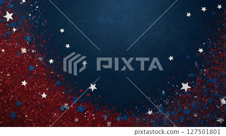 Usa Glitter With Sparkle Fireworks For American Party - Abstract Defocused Glittering - Independence Day Background 127501801