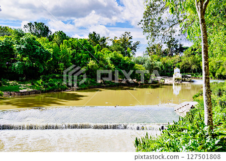 Flour mill next to the banks of the Guadaira River, within Oromana Park in Alcala de Guadaira, Seville 127501808
